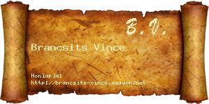 Brancsits Vince névjegykártya